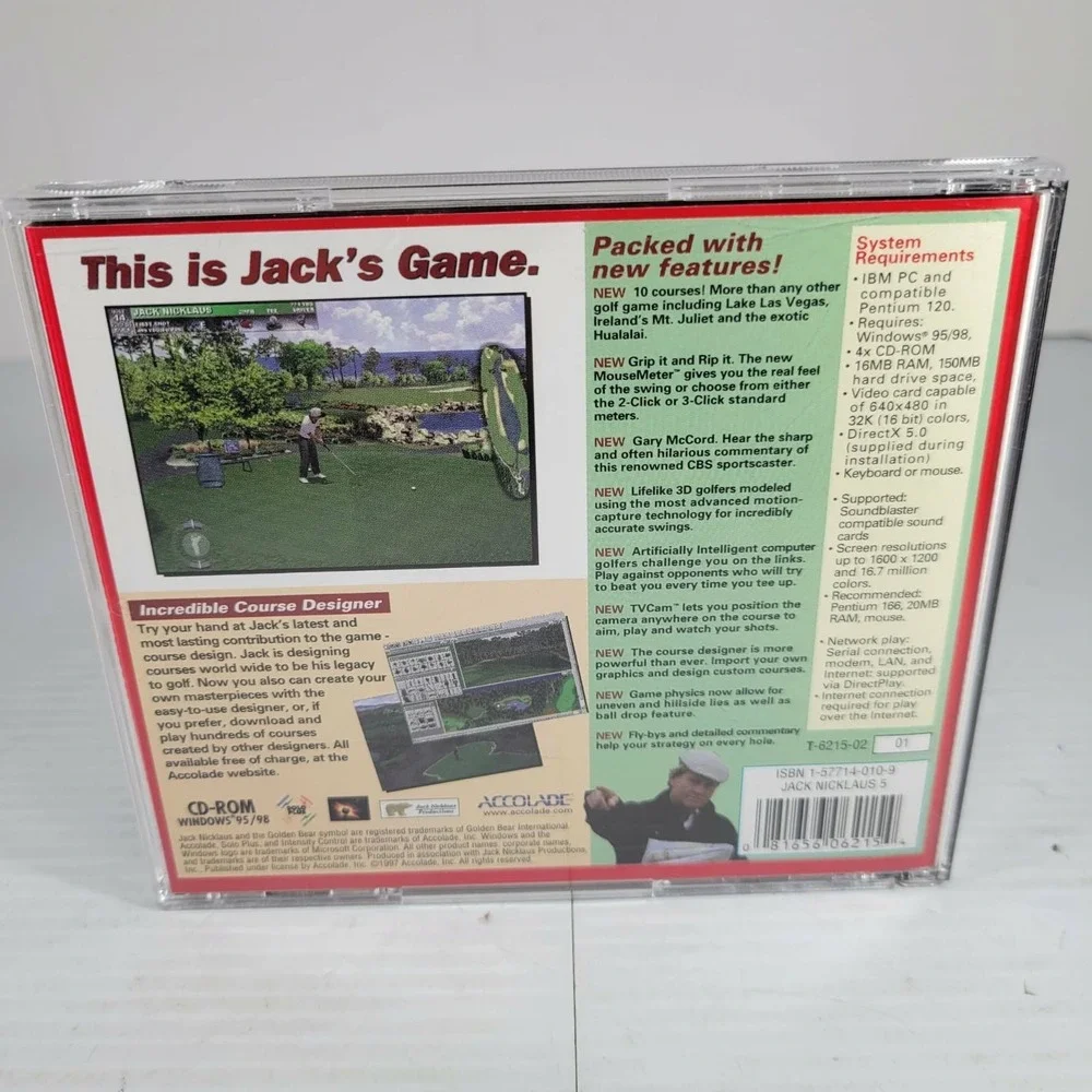Jack Nicklaus 5 PC Golf Game Easy Access to Over 100 Courses! CD-Rom 95/98